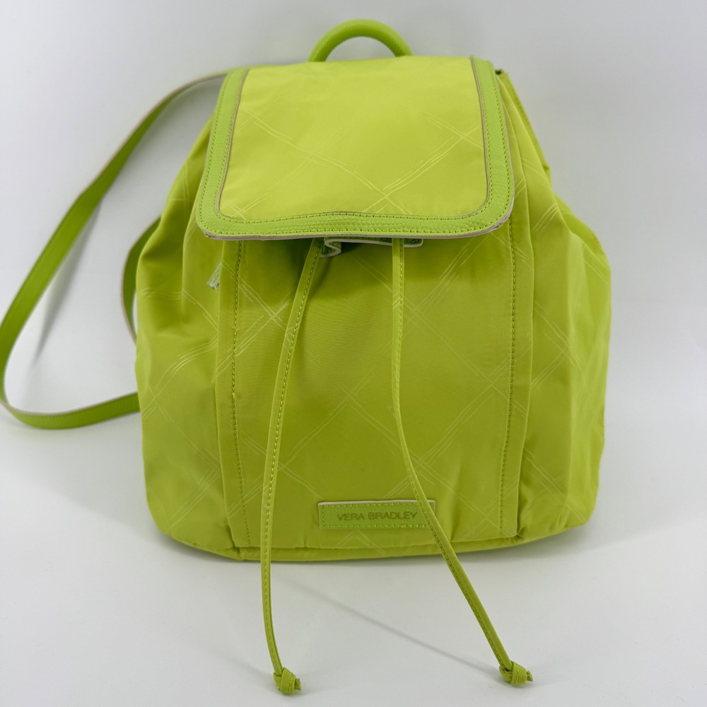 New Vera Bradley Preppy Poly Backpack Womens Small Citrine Green 14895-515